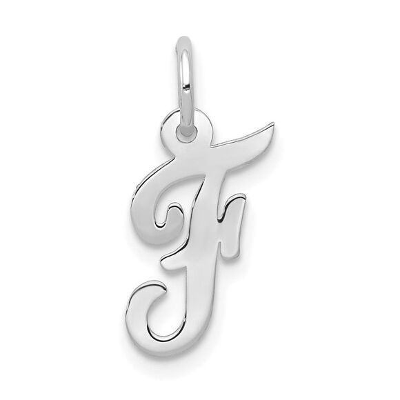 10k White Gold Small Script Initial F Charm - Picture 1 of 2